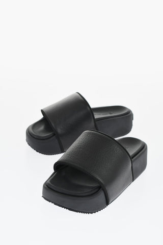 Y-3 YOHJI YAMAMOTO Leather Y-3 SLIDE Sandals with Platform 4cm