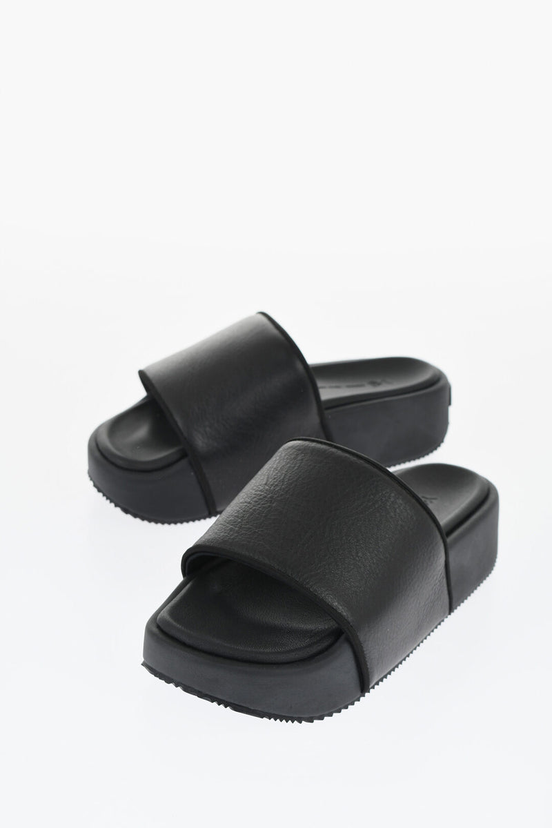 Adidas – Y-3 YOHJI YAMAMOTO Leather Y-3 SLIDE Sandals with