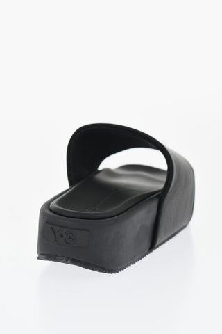 Y-3 YOHJI YAMAMOTO Leather Y-3 SLIDE Sandals with Platform 4cm