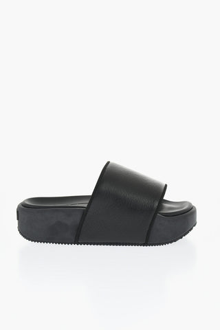 Y-3 YOHJI YAMAMOTO Leather Y-3 SLIDE Sandals with Platform 4cm