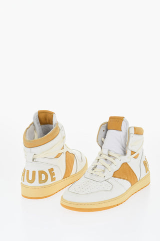 Leather High-Top Sneakers with Suede Logo