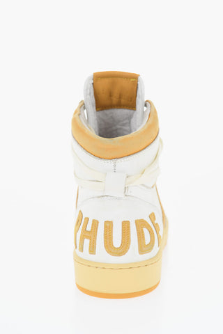 Leather High-Top Sneakers with Suede Logo