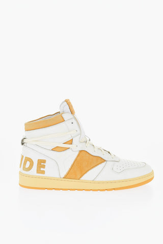 Leather High-Top Sneakers with Suede Logo