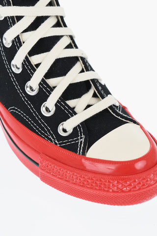 PLAY COMME DES GARCONS Canvas High-Top Sneakers with Contrasting Sole