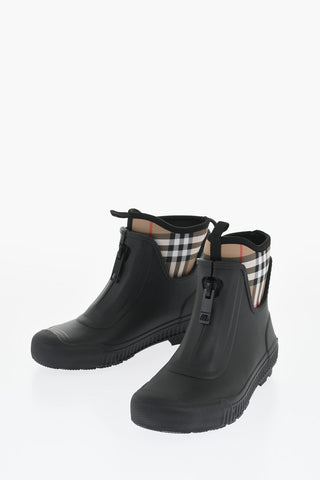 Rubber High Top Sneakers with Faux Zip Detail