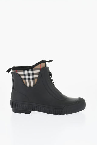 Rubber High Top Sneakers with Faux Zip Detail
