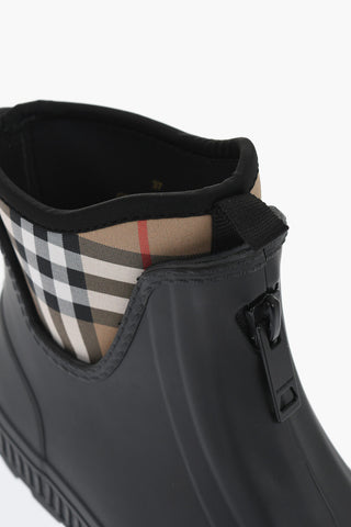 Rubber High Top Sneakers with Faux Zip Detail