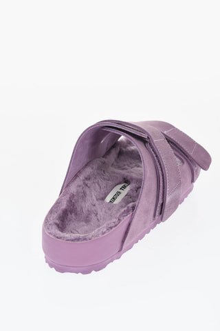 TEKLA x BIRKENSTOCK Sandali a Doppia  Fascia in Suede con Dettaglio In Shearling