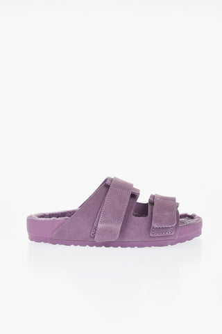 TEKLA x BIRKENSTOCK Sandali a Doppia  Fascia in Suede con Dettaglio In Shearling