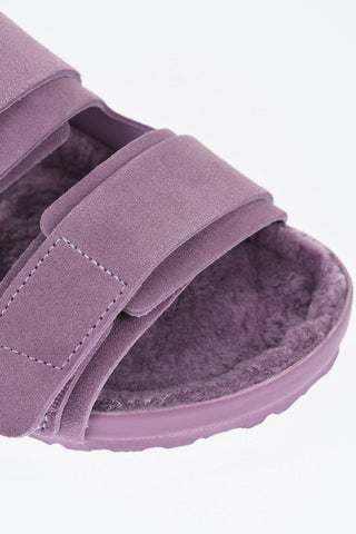 TEKLA x BIRKENSTOCK Sandali a Doppia  Fascia in Suede con Dettaglio In Shearling