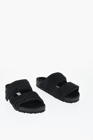 TEKLA Double Strap Suede UJI Sandals with Shearling Sole