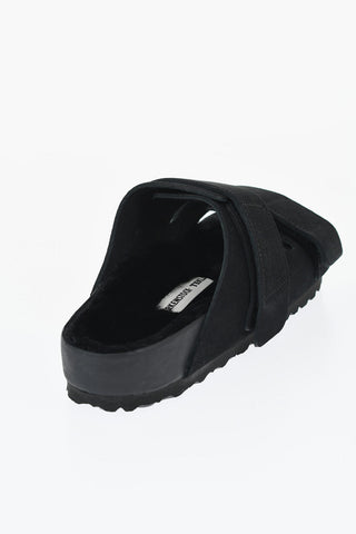 TEKLA Double Strap Suede UJI Sandals with Shearling Sole