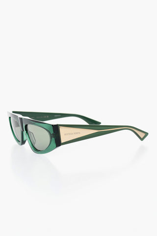 Solid Color Shield Sunglasses with Golden Details