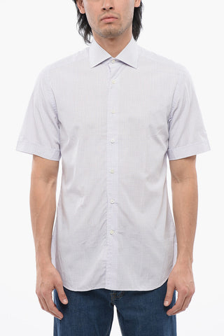 Checked Cotton Shirt with Spread Collar