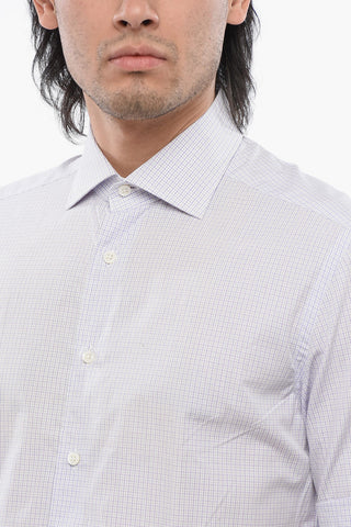 Checked Cotton Shirt with Spread Collar