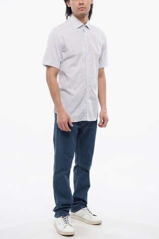 Checked Cotton Shirt with Spread Collar