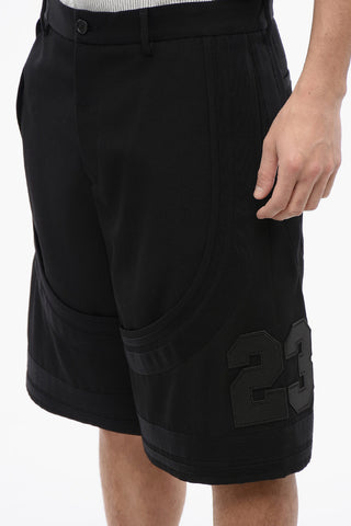 Virgin Wool Shorts With 23 Embroidery