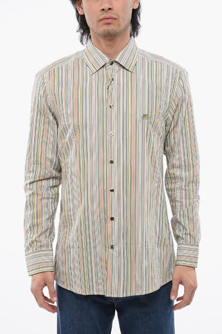 Camicia in Popeline di Cotone con Motivo Bayadere