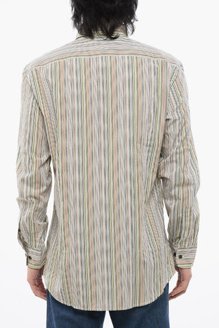 Camicia in Popeline di Cotone con Motivo Bayadere
