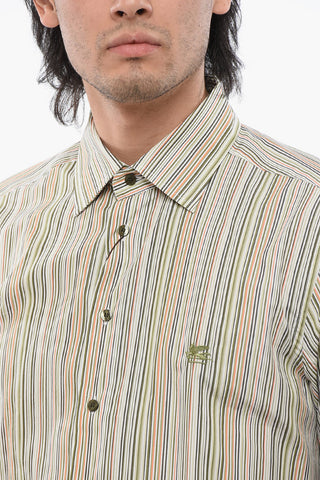 Camicia in Popeline di Cotone con Motivo Bayadere