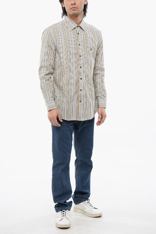 Camicia in Popeline di Cotone con Motivo Bayadere