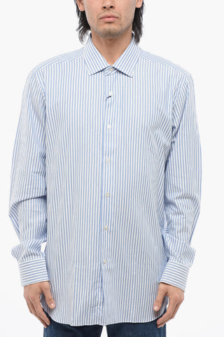 Awining Striped Shirt with Spread Collar