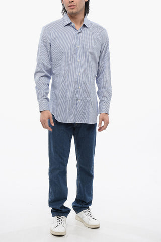 Awining Striped Shirt with Spread Collar