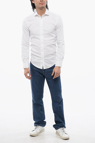 Camicia in Tinta Unita con Collo Francese