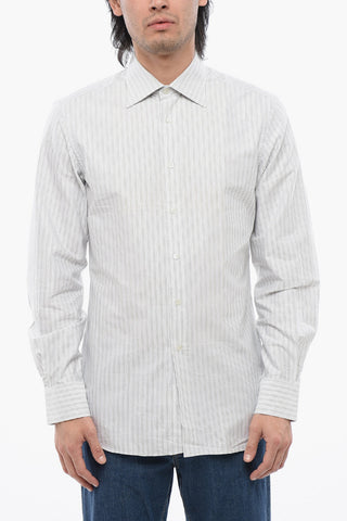 Balanced Stripe Cotton Shirt with Spread Collar