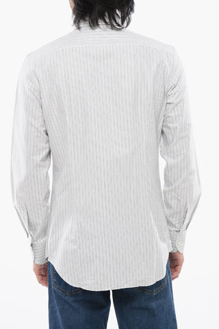Balanced Stripe Cotton Shirt with Spread Collar