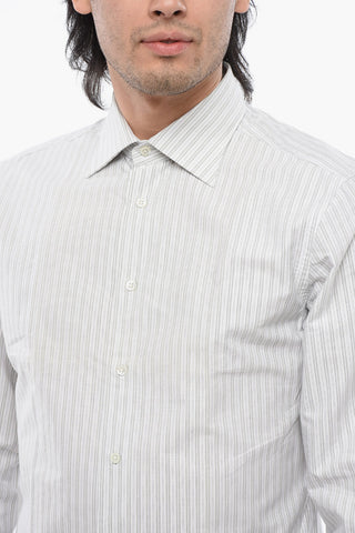 Balanced Stripe Cotton Shirt with Spread Collar