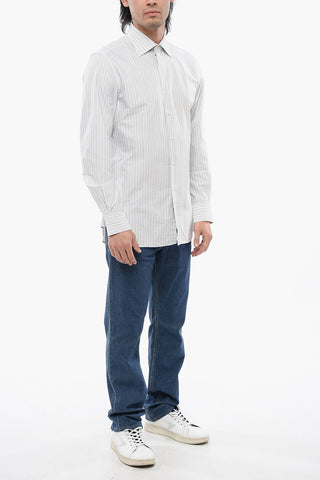Balanced Stripe Cotton Shirt with Spread Collar