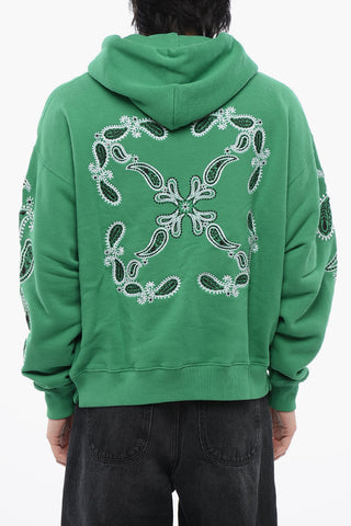 Felpa Con Cappuccio Ricamata BANDANA In Cotone Garzato