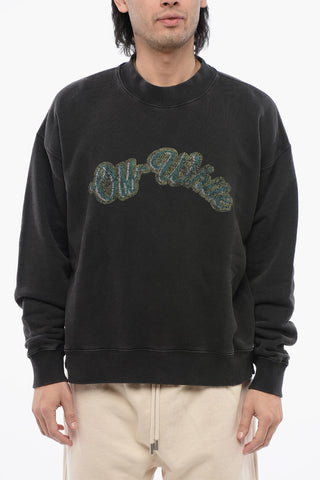Brushed Cotton Printed BACCHUS Crewneck Sweatshirt