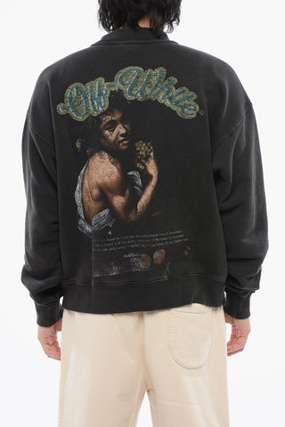 Brushed Cotton Printed BACCHUS Crewneck Sweatshirt