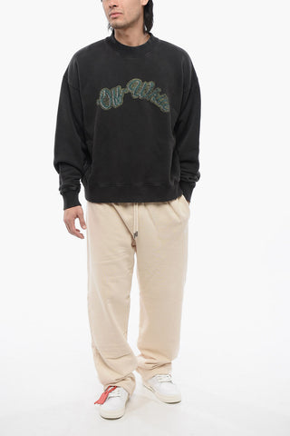 Brushed Cotton Printed BACCHUS Crewneck Sweatshirt