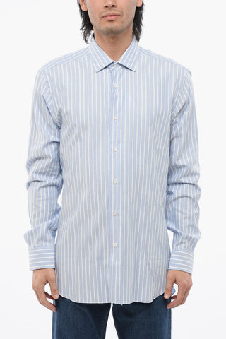 Striped Cotton Shirt with Spread Collar