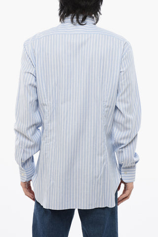 Striped Cotton Shirt with Spread Collar