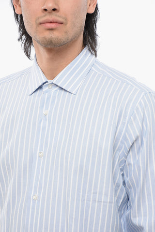 Striped Cotton Shirt with Spread Collar