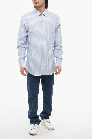 Striped Cotton Shirt with Spread Collar