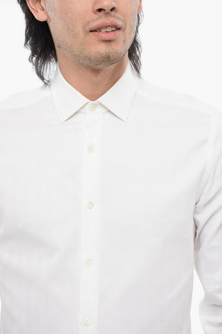 Camicia Slim Fit in Cotone Herringbone