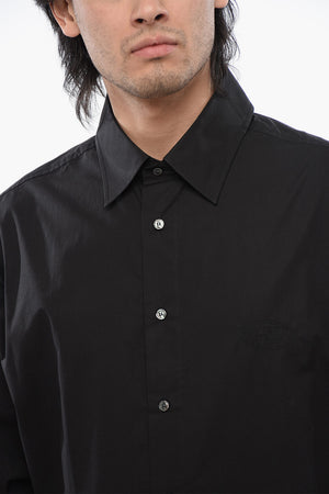 Cotton Poplin Shirt S-DOUBLY-PLAIN with Tone-on-Tone Embroidery