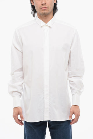 Wing-tip Collar Popeline Shirt with Hidden Buttoning