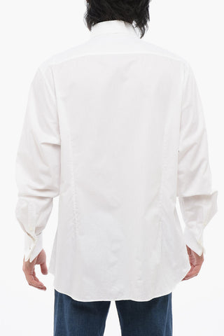 Wing-tip Collar Popeline Shirt with Hidden Buttoning