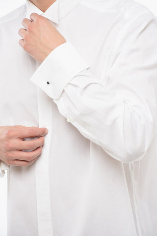 Wing-tip Collar Popeline Shirt with Hidden Buttoning