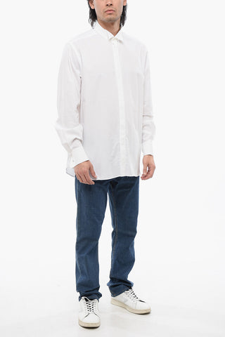 Wing-tip Collar Popeline Shirt with Hidden Buttoning