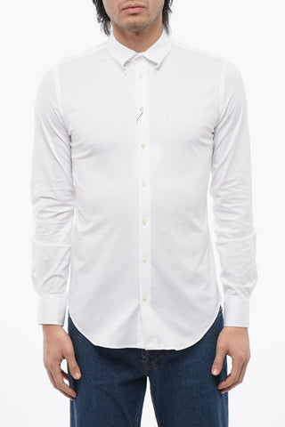 GIORGIO ICON Cotton Jersey Shirt with Button-down Collar