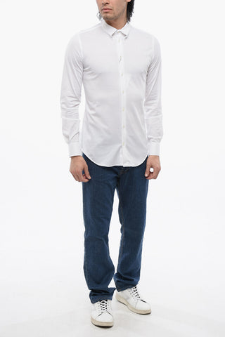 GIORGIO ICON Cotton Jersey Shirt with Button-down Collar