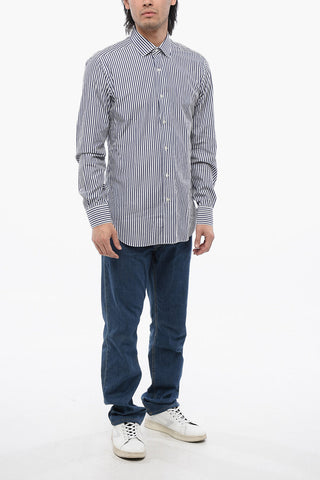 Awining Striped Shirt with Spread Collar