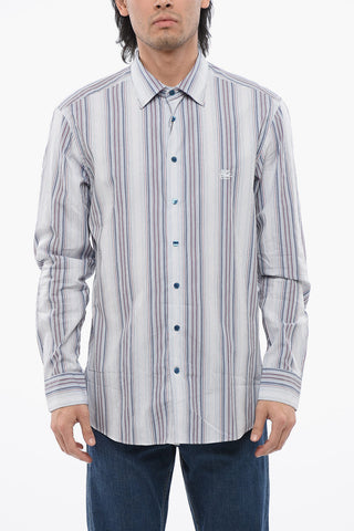 Camicia in Popeline di Cotone con Motivo Bayadere